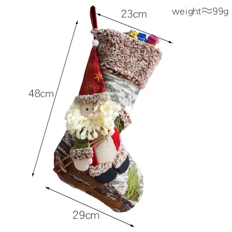 Christmas Stocking Large Xmas Gift Bags Fireplace Decoration Socks New Year Candy Holder Christmas Decor for Home