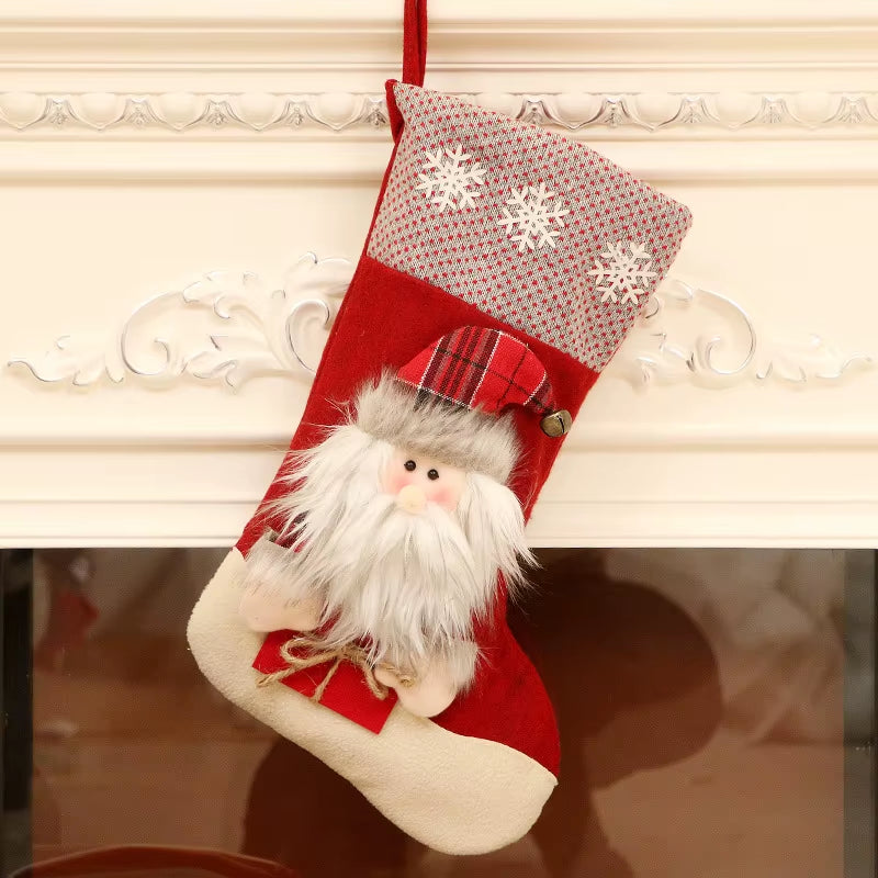 Christmas Stocking Large Xmas Gift Bags Fireplace Decoration Socks New Year Candy Holder Christmas Decor for Home