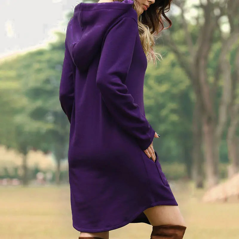 Hooded Pocket Sweatshirt Dress for Women (Fall/Winter)