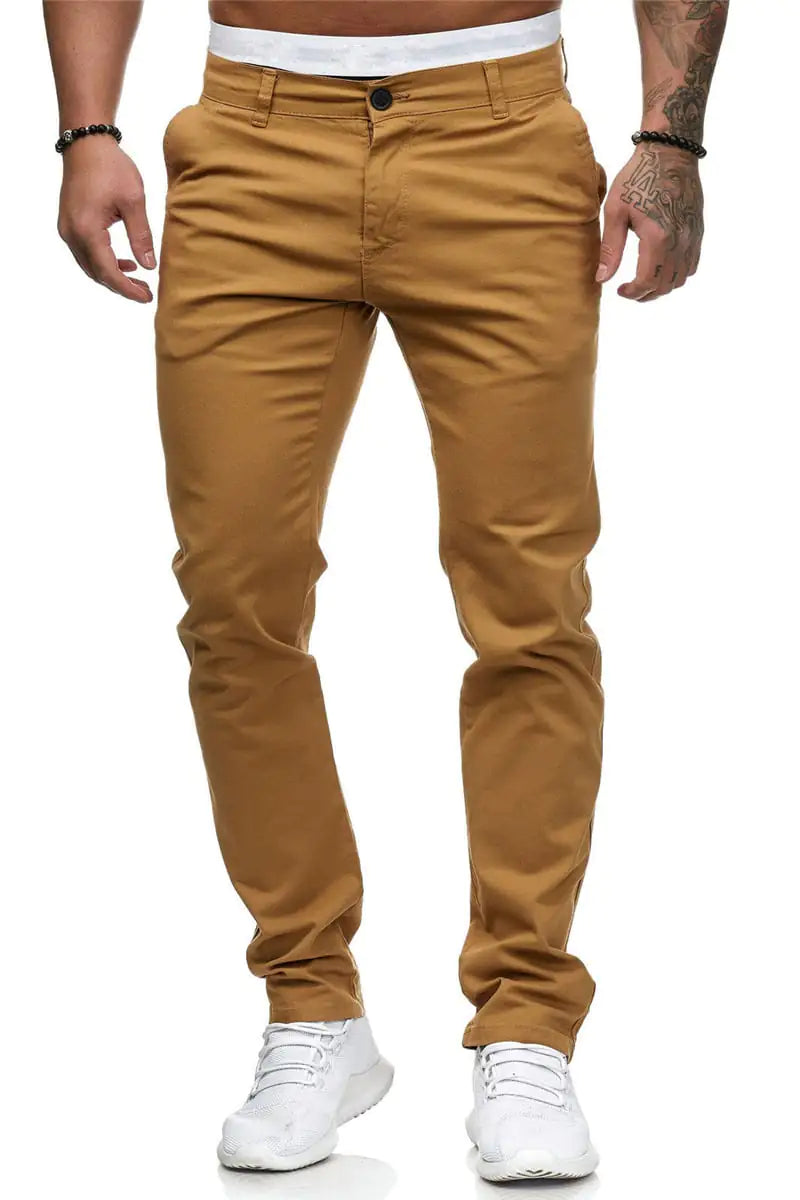 Euro American Style Men's Casual Pants - Solid Straight Fit