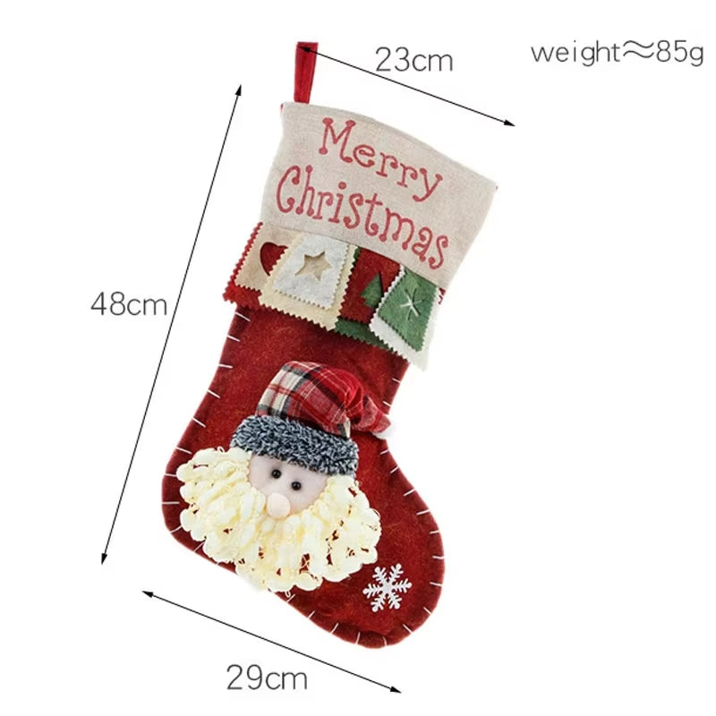 Christmas Stocking Large Xmas Gift Bags Fireplace Decoration Socks New Year Candy Holder Christmas Decor for Home