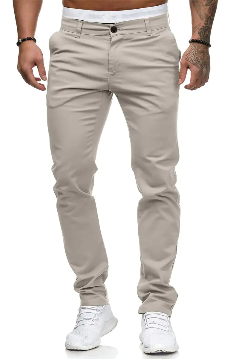 Euro American Style Men's Casual Pants - Solid Straight Fit.