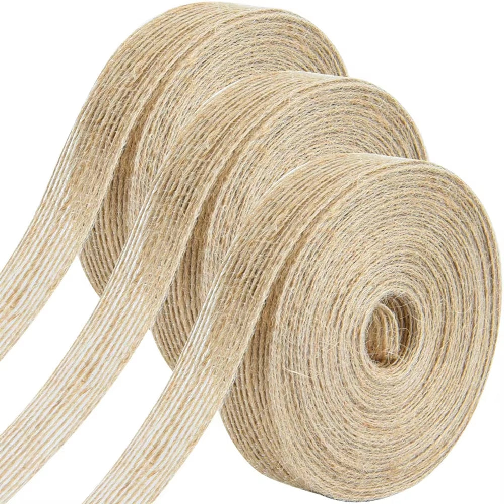 5M/Roll Natural Jute Burlap Hessian Ribbon Rolls Wedding Party Decor