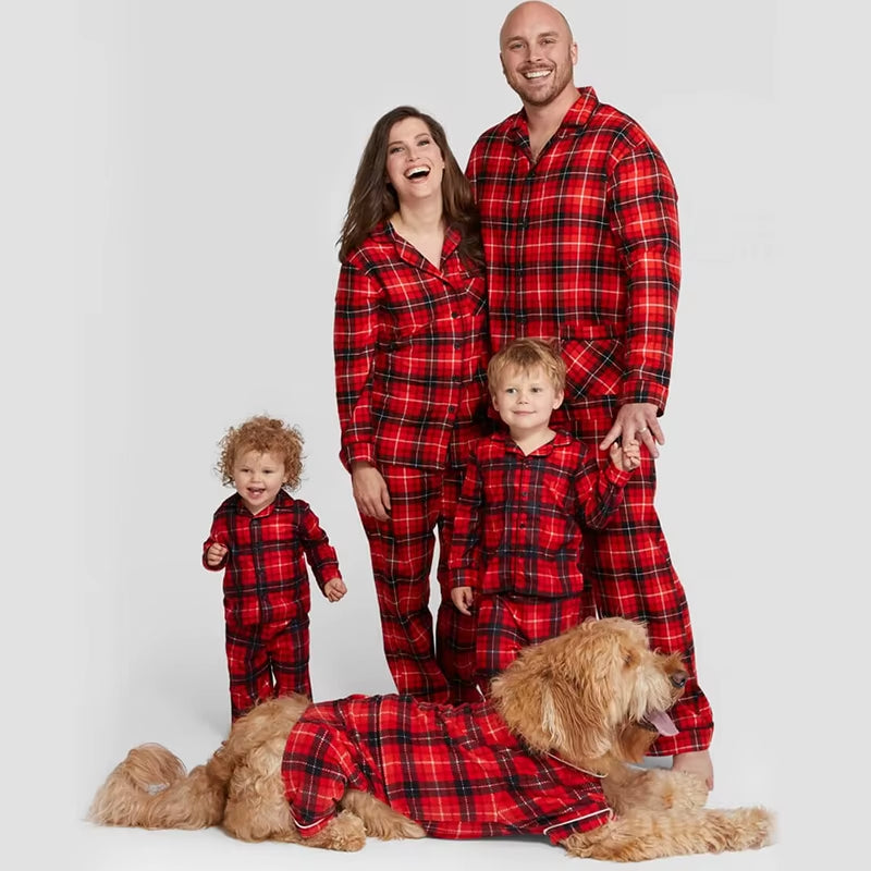 Christmas Family Matching Pajamas Cotton Mother Father Baby Kids and Dog