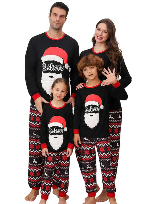 Onancehim Family Christmas Pajamas Matching Sets Xmas Pajamas for Women/Men/Couples 2 Piece Christmas Pjs Matching Set Long Sleeve Pajama Outfit Holiday Lounge Sleepwear(Youth12-14TBlack Hat)