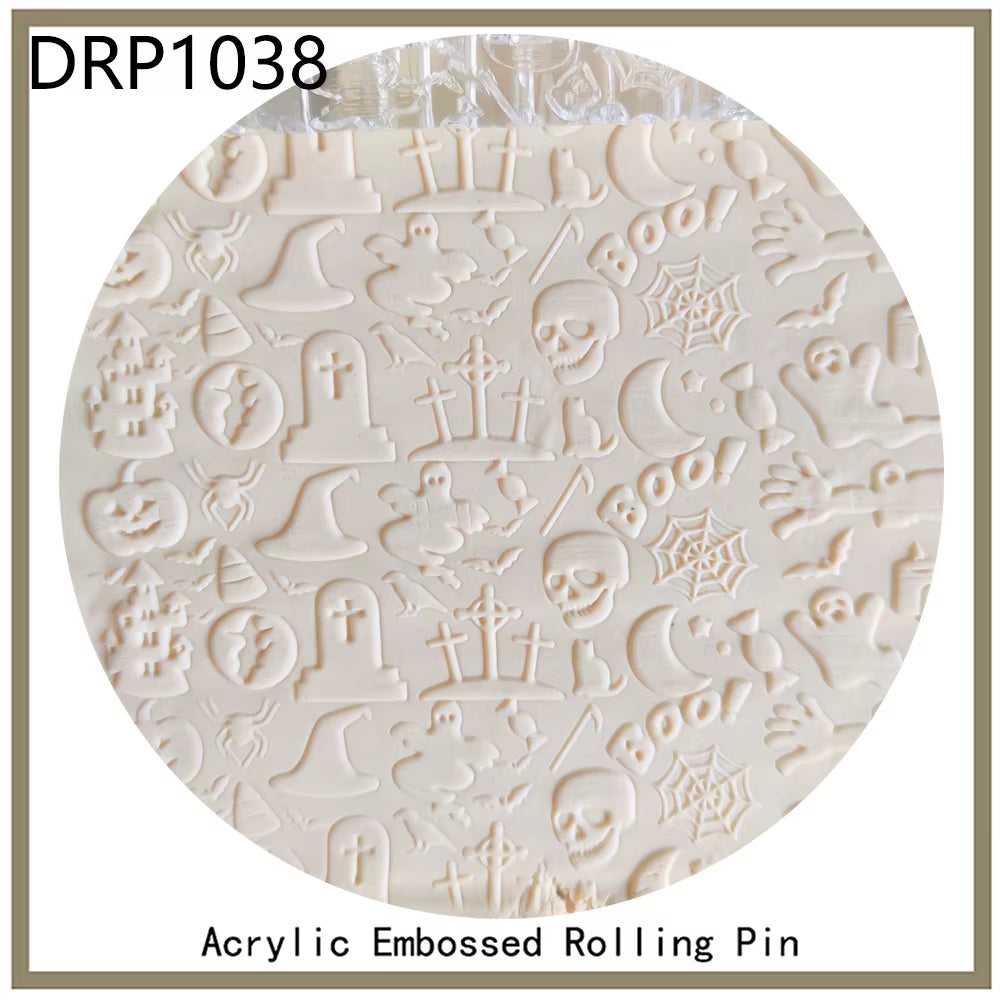 Embossed Rolling Pin,  Pastry Roller, Embossing Roll Pins, Baking Cookies, Halloween