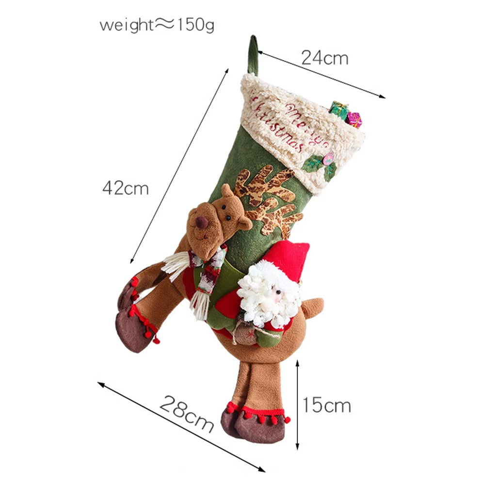 Christmas Stocking Large Xmas Gift Bags Fireplace Decoration Socks New Year Candy Holder Christmas Decor for Home