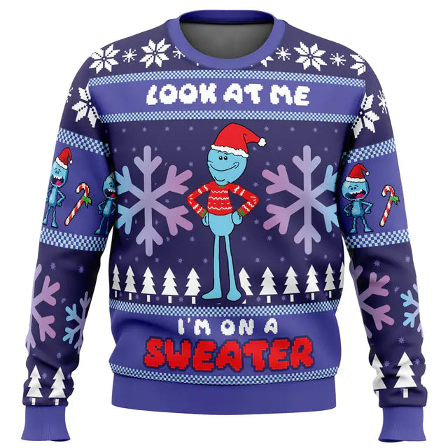 Pickle Rick Ugly Christmas Sweatshirt for Men and Women