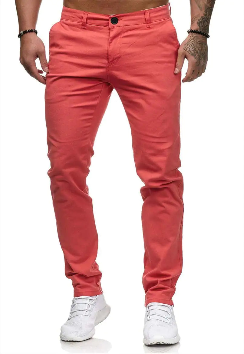 Euro American Style Men's Casual Pants - Solid Straight Fit
