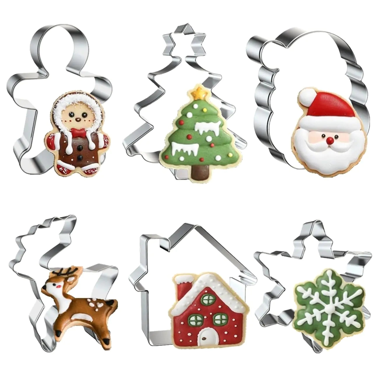 6 Pack Cookie Cutters - Christmas Cookie