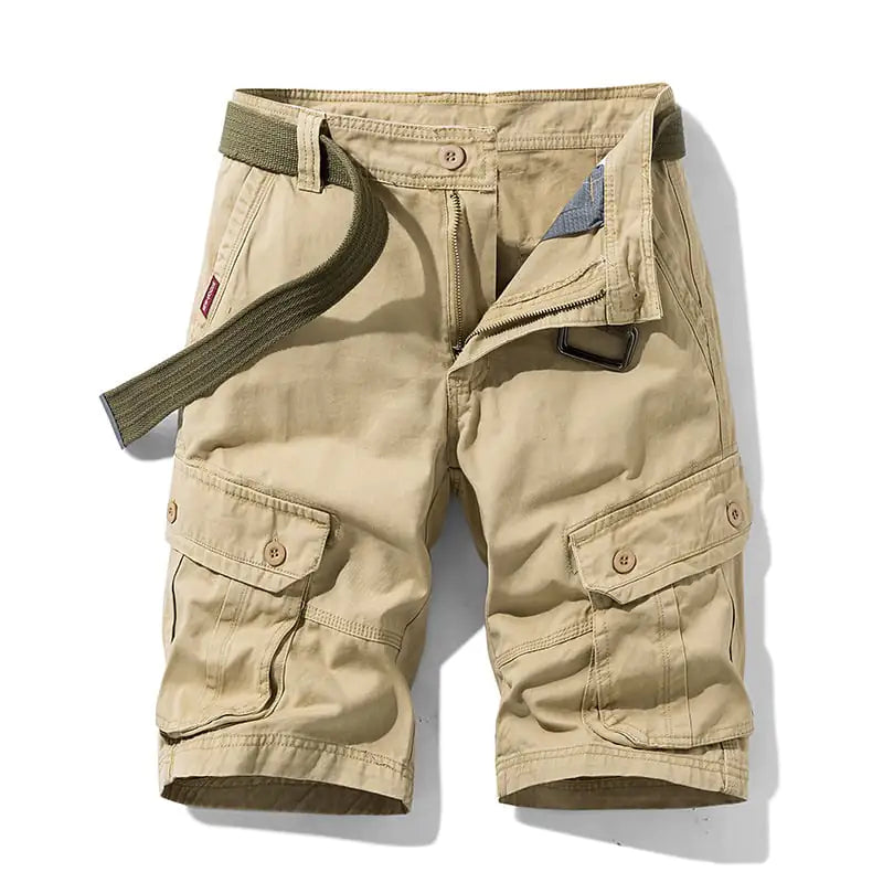 Men's Solid Color Multi-pocket Cargo Shorts