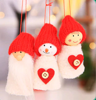 Christmas Gift Set of 3 Snowman Doll Ornaments