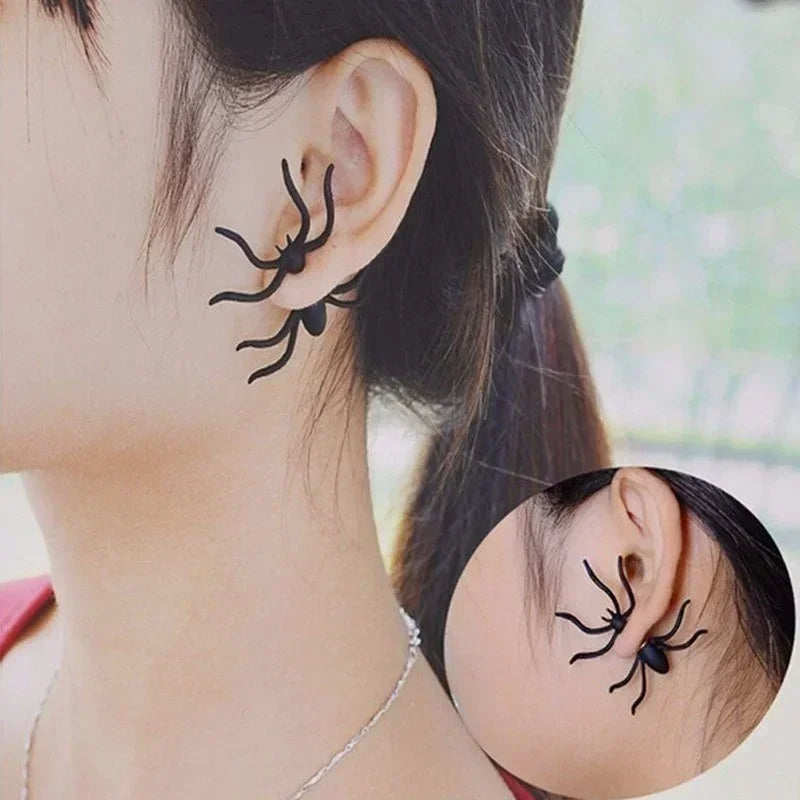 3D Punk Style Black Spider Halloween Animal Stud Earrings Vintage Fashion