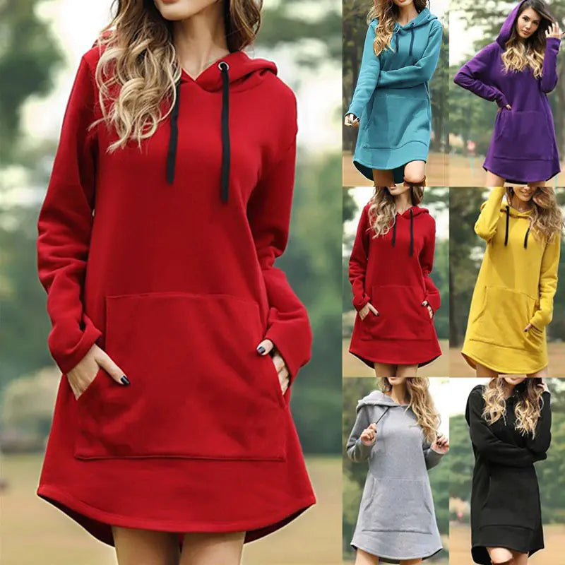 Hooded Pocket Sweatshirt Dress for Women (Fall/Winter)