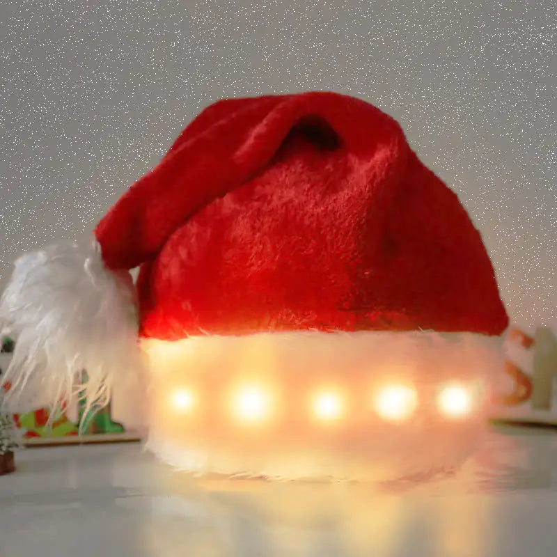Christmas Hat LED Light Plush Supplies Luminous for men and women
