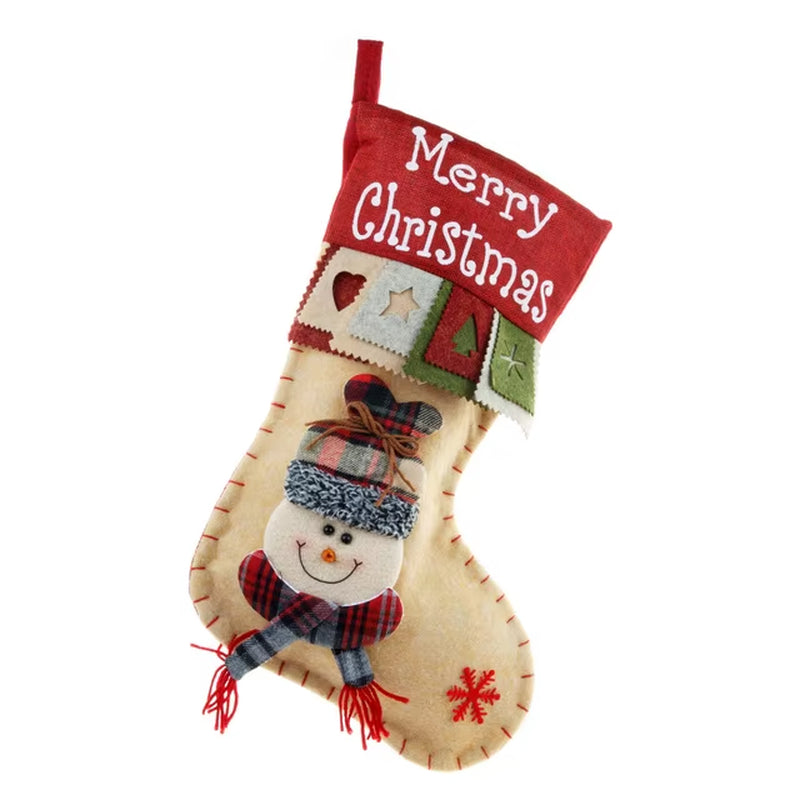 Christmas Stocking Large Xmas Gift Bags Fireplace Decoration Socks New Year Candy Holder Christmas Decor for Home