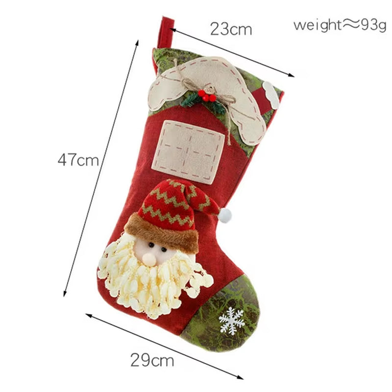 Christmas Stocking Large Xmas Gift Bags Fireplace Decoration Socks New Year Candy Holder Christmas Decor for Home