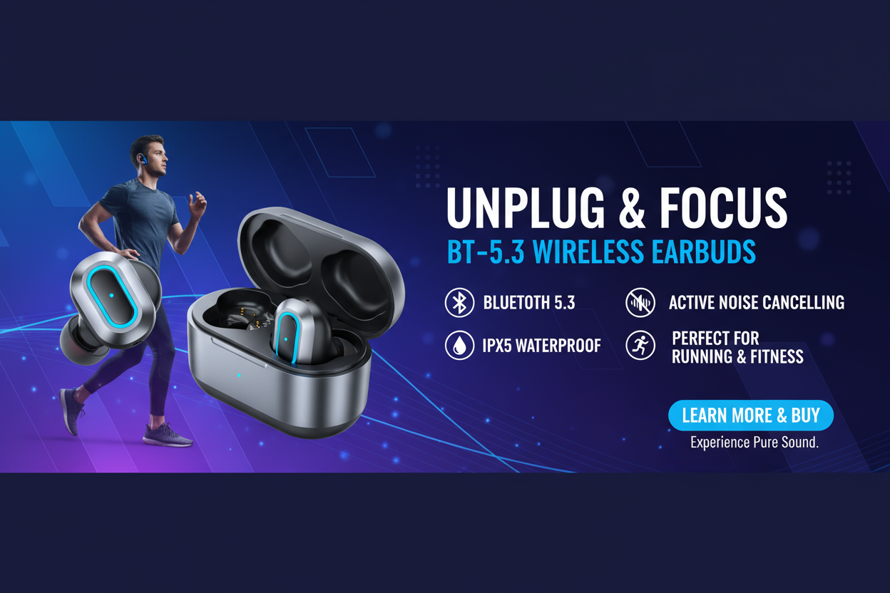 BT-5.3 Wireless Earbuds Promotional Banner