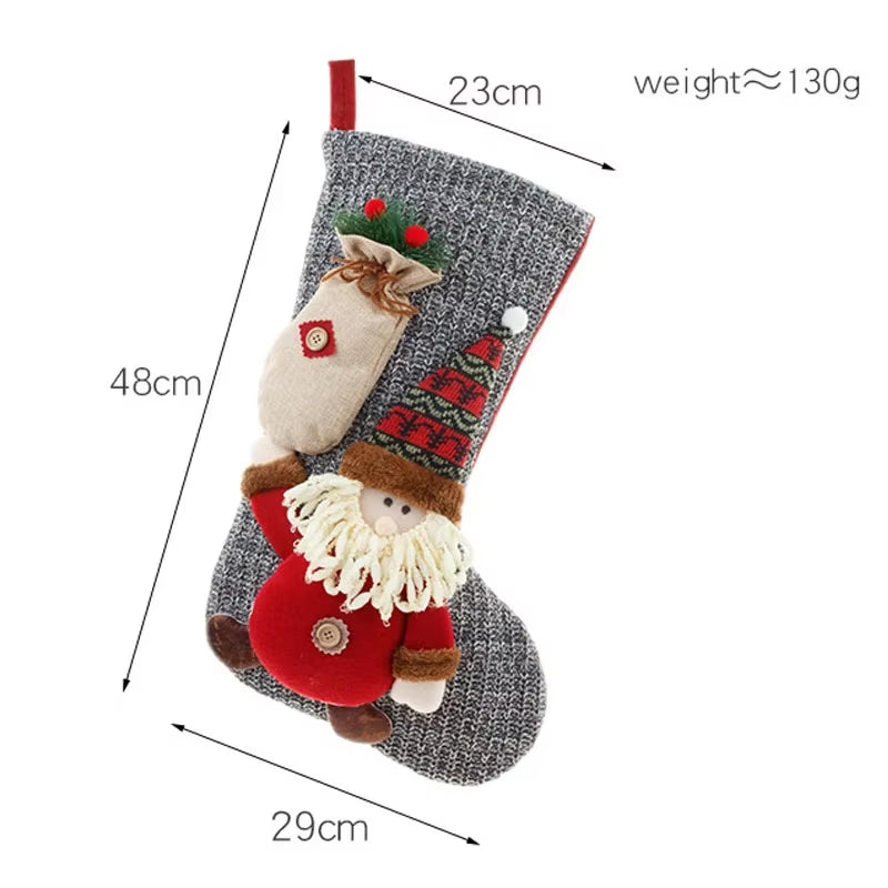 Christmas Stocking Large Xmas Gift Bags Fireplace Decoration Socks New Year Candy Holder Christmas Decor for Home