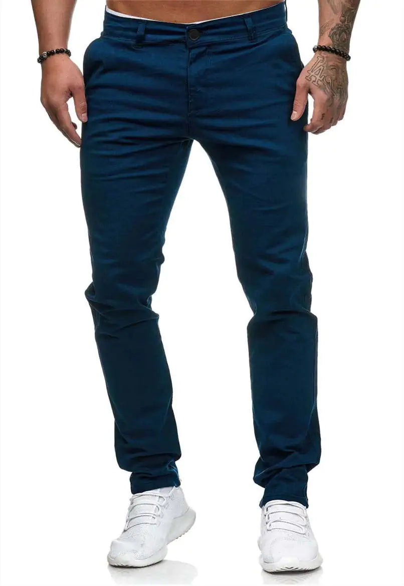 Euro American Style Men's Casual Pants - Solid Straight Fit.