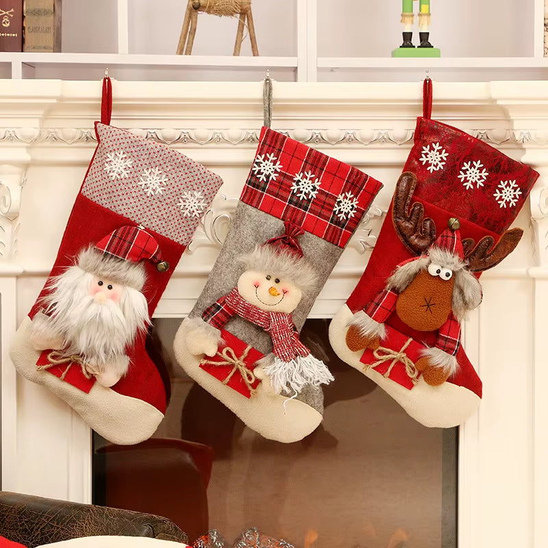 Christmas Stocking Large Xmas Gift Bags Fireplace Decoration Socks New Year Candy Holder Christmas Decor for Home