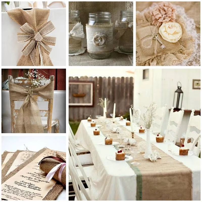 120-300MM Width Natural Jute Burlap Hessian Ribbon Rolls Christmas Gift Wrapping