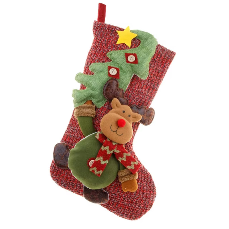 Christmas Stocking Large Xmas Gift Bags Fireplace Decoration Socks New Year Candy Holder Christmas Decor for Home