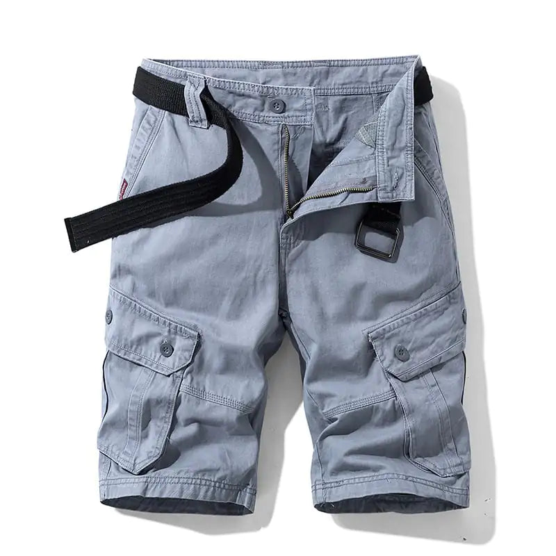 Men's Solid Color Multi-pocket Cargo Shorts