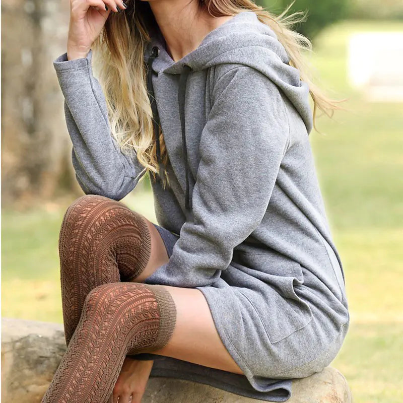 Hooded Pocket Sweatshirt Dress for Women (Fall/Winter)