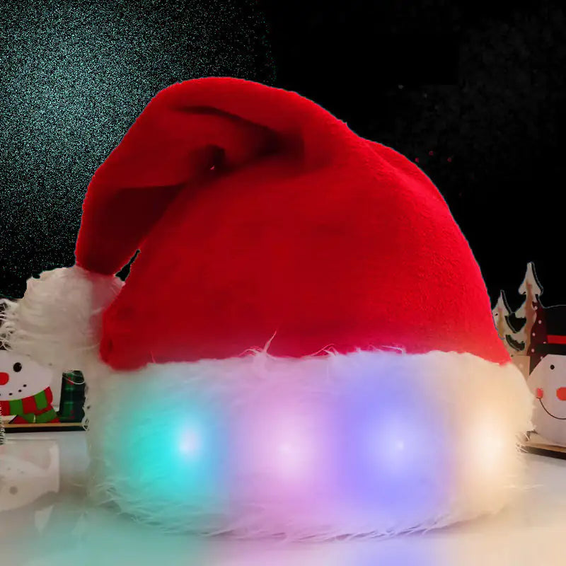 Christmas Hat LED Light Plush Supplies Luminous for men and women