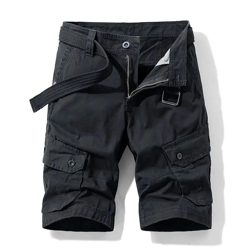 Men's Solid Color Multi-pocket Cargo Shorts