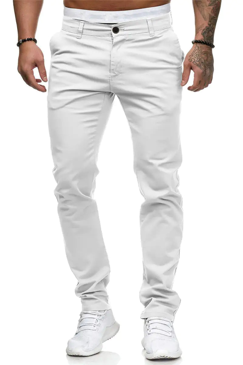 Euro American Style Men's Casual Pants - Solid Straight Fit.