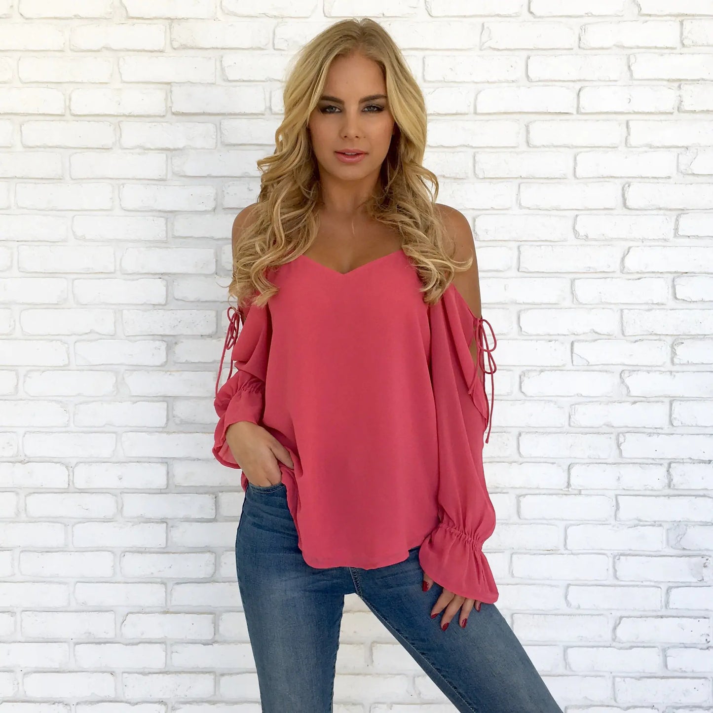 Off-Shoulder Chiffon Blouse with Straps for Women