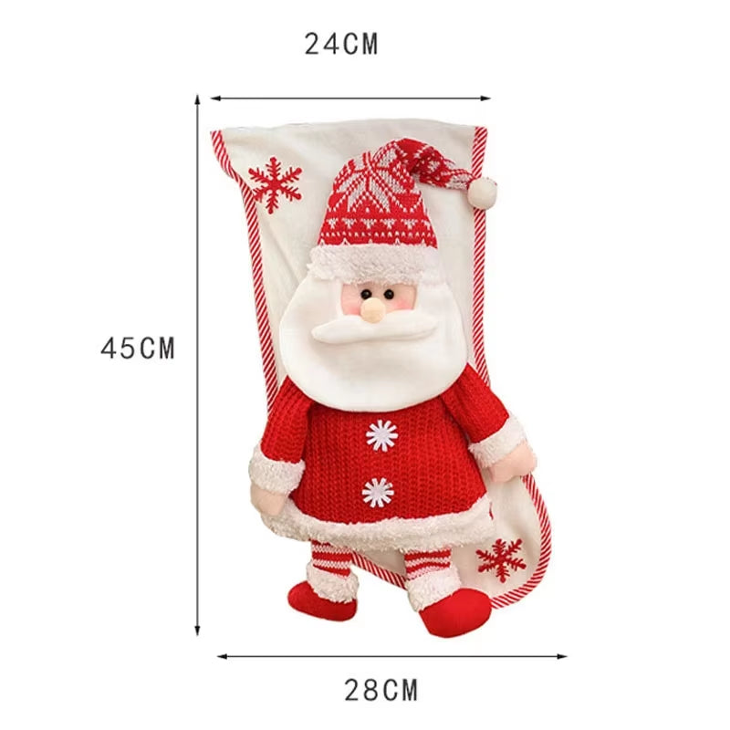 Christmas Stocking Large Xmas Gift Bags Fireplace Decoration Socks New Year Candy Holder Christmas Decor for Home