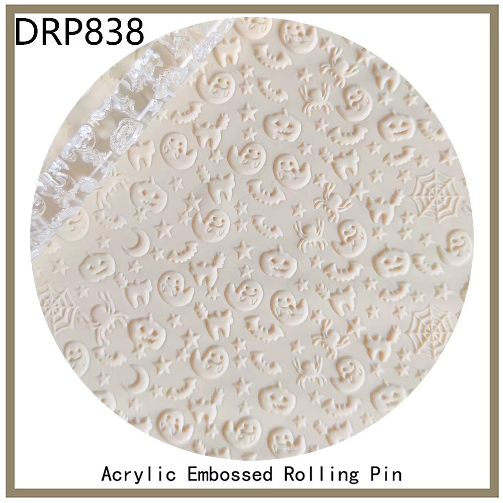 Embossed Rolling Pin,  Pastry Roller, Embossing Roll Pins, Baking Cookies, Halloween