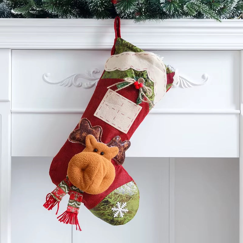 Christmas Stocking Large Xmas Gift Bags Fireplace Decoration Socks New Year Candy Holder Christmas Decor for Home