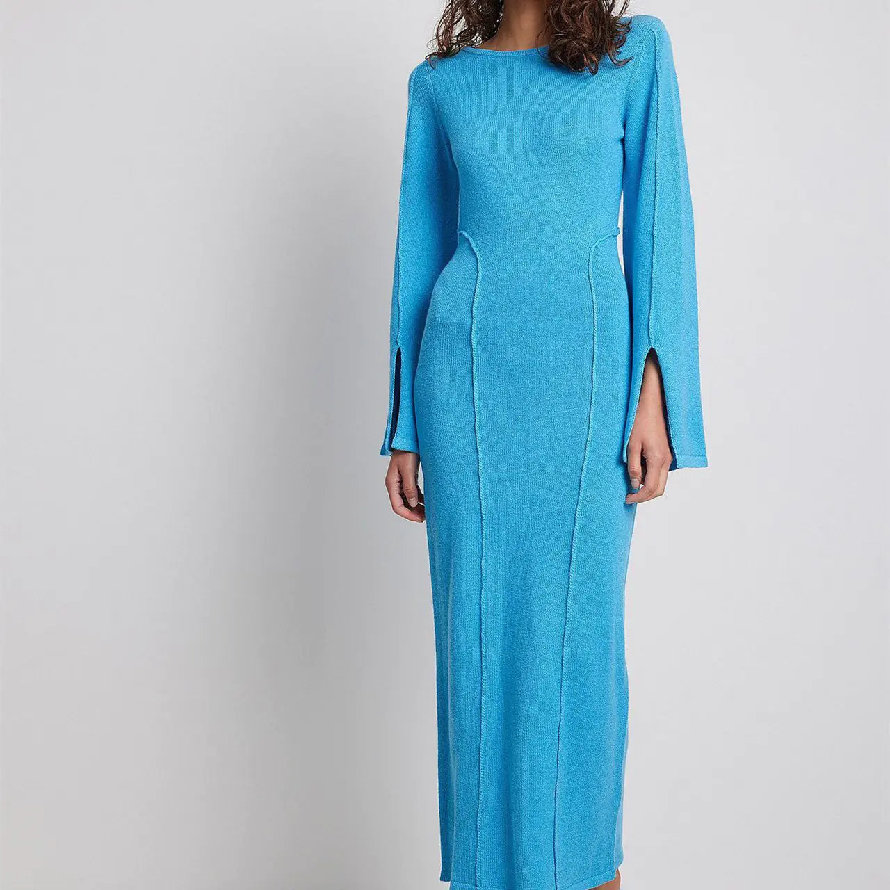 Amazon Bell Sleeve Woolen Slim Fit Dress with Slit.