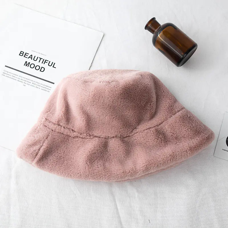 Thickened Rabbit Fur Leopard Print Hat for Women.