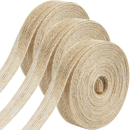 5M/Roll Natural Jute Burlap Hessian Ribbon Rolls Wedding Party Decor