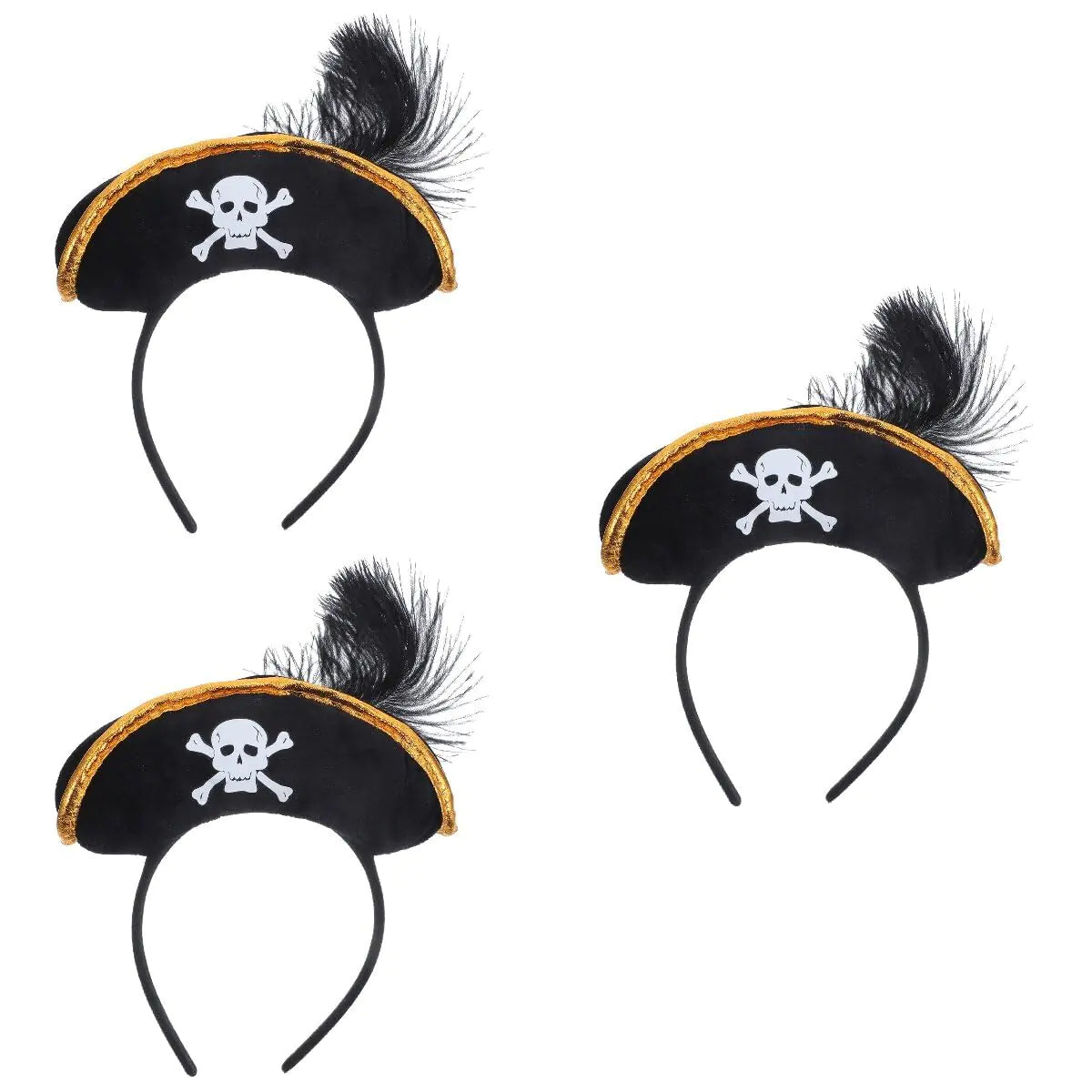 FRCOLOR 3pcs Skull Hat Headband Halloween Privatehat Halloween Skull Headband Pirate Hair Accessories Halloween Costume Accessories Party Hats Performance Props Mini Non-woven Fabric Child