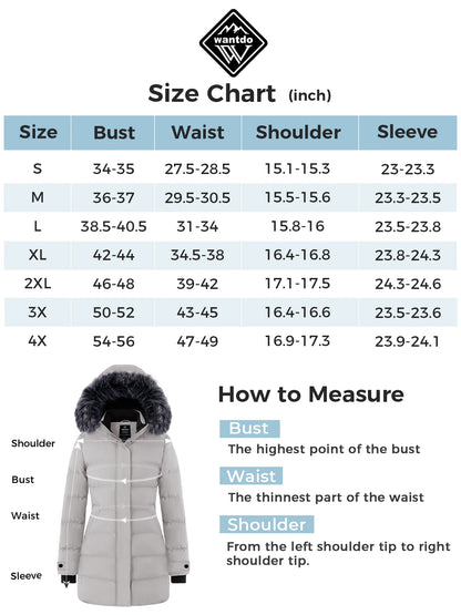 Women'S Winter Coat Hooded Puffer Jacket Insulated Windbreaker Jacket Gray L