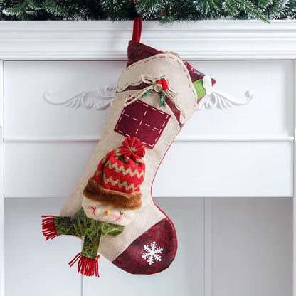 Christmas Stocking Large Xmas Gift Bags Fireplace Decoration Socks New Year Candy Holder Christmas Decor for Home