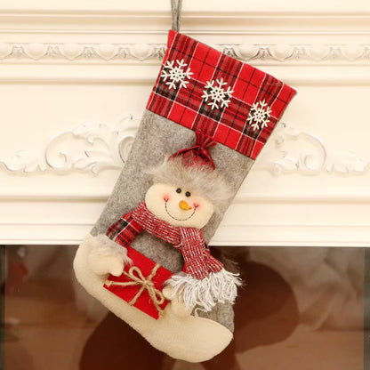 Christmas Stocking Large Xmas Gift Bags Fireplace Decoration Socks New Year Candy Holder Christmas Decor for Home