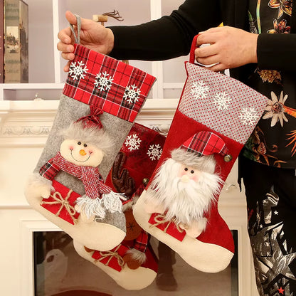 Christmas Stocking Large Xmas Gift Bags Fireplace Decoration Socks New Year Candy Holder Christmas Decor for Home