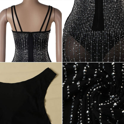 Women Long Sleeve Birthday Dresses Sexy Hot Diamond Process Sexy Dress Party