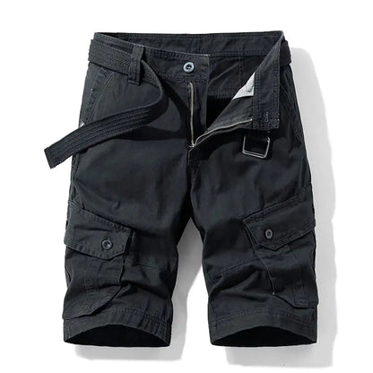 Men's Solid Color Multi-pocket Cargo Shorts