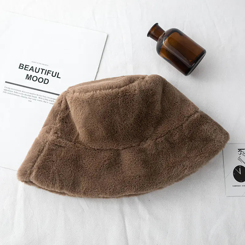 Thickened Rabbit Fur Leopard Print Hat for Women.