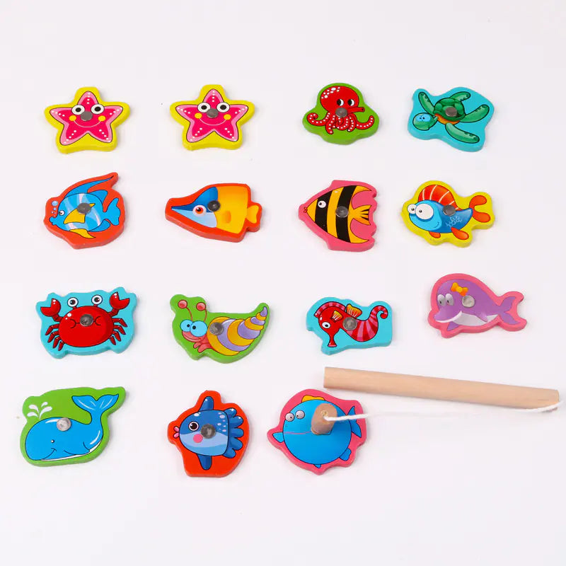 Magnetic Fishing Toy Set for Kids - Wooden Educational Game