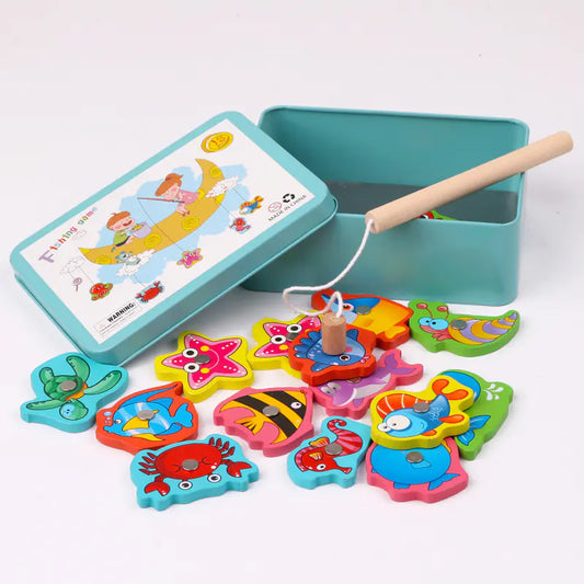 Magnetic Fishing Toy Set for Kids - Wooden Educational Game
