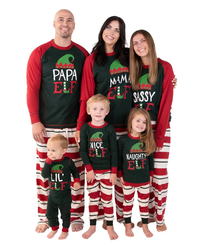 Lazy One Matching Family Christmas Pajamas Elf Matching Christmas PJs for Family Adult Tees & Pants Separates (Mens Pant M)